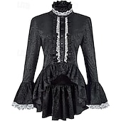お買い得  トップス-ロココ調 ヴィクトリアン 中世 ブラウス / シャツ ゴスガール 紳士 レース ラッフル 女性用 王立 スチームパンク ハロウィーン カーニバル マスカレード デイリーウェア 成人 ブラウス