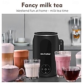 お買い得  コーヒー・紅茶器具-泡立て用の電動ミルク泡立て器、回転式ハンドル付き 4-in-1 ミルクスチーマー、コーヒー/ラテ/カプチーノ用フォームメーカー