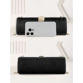 cheap Clutches &amp; Evening Bags-Women&#039;s Velvet Clutch Bag with Gold Feather Accent and Chain Strap - Elegant Evening Bag for Formal Events and Parties
