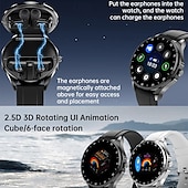 abordables Relojes inteligentes-Auriculares Bluetooth 2 en 1 TWS para hombre 2024, reloj inteligente con llamadas Bluetooth, control de la salud deportiva, relojes inteligentes para mujer