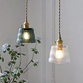 ieftine Lumini pandantive-Mini pandantiv din sticlă transparentă cu întrerupător lampă vintage rustică mică pandantiv lumina retro fermă pandantiv iluminat decorativ pandantiv pentru hol noptieră peste masă