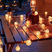 abordables Guirlandes lumineuses à piles-Guirlande lumineuse de Noël à bulles de cristal, 5 m, 50 LED, alimentée par batterie, pour sapin de Noël, nouvel an, fête, maison, jardin, balcon, pendentif, camping en plein air, mariage, décoration