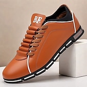 cheap Men&#039;s Sneakers-Men&#039;s Red Casual Sneakers – Stylish Faux Leather, Lace-Up Design, Comfortable Everyday Footwear
