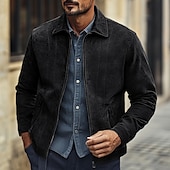 abordables Manteaux &amp; vestes-Homme Veste décontractée Veste en faux suède Veste en daim marron Casual Quotidien Coupe-vent Le style rétro Automne hiver Couleur unie / unie Décontractées Revers Normal Noir Marron Vert Grise Veste