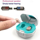 ieftine Protecţie individuală-mini aparate auditive portabile tws compartiment de încărcare aparate auditive invizibile în ureche de rezistență lungă audiphone încărcare magnetică asistată amplificator de sunet pentru o persoană în vârstă