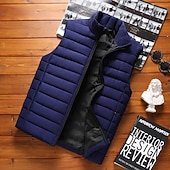voordelige Heren Puffer Vest-Voor heren Puffervest Gewatteerd vest Dagelijks Afspraakje Vakantie Modieus Casual Herfst winter Zak Polyester Houd Warm Comfortabel Effen Kleur Rits Opstaand Normale pasvorm Zwart Rood Leger Groen