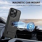 お買い得  iPhone用ケース-電話 ケース 用途 iPhone 16 Pro Max プラス iPhone 15 プロマックスプラス iPhone 14 13 12 Pro Max Plus iPhone 14 Pro Max iPhone 13 12 Pro Max バックカバー スタンド付き 磁石バックル ワイヤレス充電をサポート レトロ風 TPU PC PUレザー