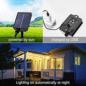 economico Striscie luci ad energia solare-10m Fili luminosi 100 LED Bianco caldo Bianco Multicolore Luci di stringa creative Feste All&#039;aperto Impermeabile Ad energia solare