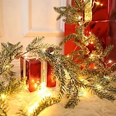 baratos Luzes de Natal-guirlanda de vime com agulhas de pinheiro de natal, luzes de corda alimentadas por bateria, 1,75 m, 20 leds, para áreas internas e externas, árvore de natal, festa de natal, janela de casa, decoração