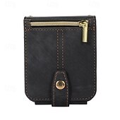 abordables Carcasas Samsung-teléfono Funda Para Z Flip 6 Z Flip 5 Z Flip 4 Z Flip 3 Gire la tapa con Soporte Cremallera con cordón Retro TPU Cuero de PU