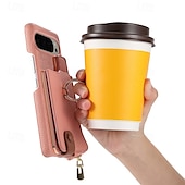 cheap Other Phone Case-Phone Case For Pixel 9 Pro Pixel 9 Pro XL Pixel 8 Pro Pixel 8 Pixel 7 Pixel 7 Pro Pixel 6 Pixel 6 Pro Back Cover with Stand Holder Ring Holder Zipper Retro TPU PU Leather