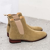 abordables Bottes de Chelsea-bottines chelsea en simili-suède pour homme – bottines décontractées à enfiler avec empiècements latéraux élastiques pour un usage quotidien, style vintage