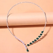 cheap Women&#039;s Necklace-Emerald and Crystal Drop Necklace – Elegant Statement Jewelry for Weddings and Formal Events