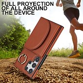 Недорогие Чехлы для Samsung-телефон Кейс для Назначение S24 S23 S22 S21 Ultra Plus S24 ФЭ S21 FE А55 А35 А25 А15 5Г A14 A54 A72 А73 А53 A52 Кейс на заднюю панель Кольца-держатели Разъем для карты Защита от удара Ретро