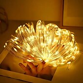 billige Soldrevet-solcelle LED lysstreng med fjernkontroll, 100/200/300 led vanntette fe lys til jul, bryllup, hage, fest  &amp; hageinnredning