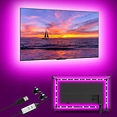 economico Strisce luminose USB-1 set strisce luminose a led rgb tiktok luci usb dc 5v 5050 rgb mini 3 tasti telecomando luce flessibile impermeabile ip65 1m tv sfondo illuminazione nastro nastro
