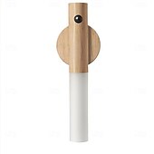 cheap Cabinet Light-Nordic Wood Wall Lamp, 360° Rotating Dimmable Wall Sconce with Touchable Magnetic Cordless Mount for Bedroom &amp; Reading