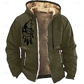 abordables Sudaderas de Caza-Hombre Lobo Vellón Sudaderas Manga Larga Sudaderas Con Capucha Diario Caza Otoño Invierno Negro Azul Piscina Marrón Ropa Diseñador Impresión gráfica S M L XL XXL XXXL