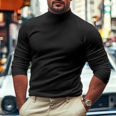 cheap Basic T shirts-Men&#039;s Dralon Mock Turtleneck T shirt Tee Turtleneck shirt Tee Top Long Sleeve Shirt Plain Turtleneck Street Vacation Long Sleeve Soft Clothing Apparel Fashion Designer Basic