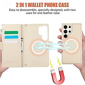cheap Samsung Cases-Phone Case For S24 S24 Ultra Plus S23 S22 S21 S20 Ultra Plus FE Wallet Case with Stand Holder Magnetic with Lanyard Retro TPU PU Leather