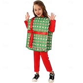 billiga Barnkostymer-julklapp Candy Cane Kläder Finkostym Julkostym Pojkar Flickor Cosplay kostym Barn Jul Nyår julafton Jul Fest Väst