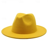 voordelige Fedora-hoed-Voor heren Kentucky Derby-hoed Zonnehoed Cowboyhoed Fedora Trilby-hoed Zwart Geel Polyesteri Vintagestijl Modieus 18de eeuw staat Texas Dagelijks Thema feest Effen / effen kleur Zonbescherming Cosplay