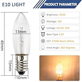 お買い得  LEDキャンドルライト-E10 キャンドル電球 34V 3W 温白色 交換用電球 アーチキャンドル フェアリーライト テーパーキャンドル トップキャンドル 10個