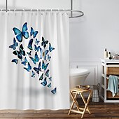 cheap Shower Curtains-Shower Curtain with Hooks 180cm*180cm(70&quot;*70&quot;) Polyester Washable Waterproof Pattern Bathroom Bathtub Decor Vintage Butterfly