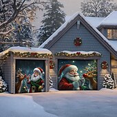 olcso Karácsonyi garázskapu burkolatok-karácsonyi ajtódíszek garázsajtó burkolat Mikulás cukorka nád karácsony kültéri transzparens nagy háttér nyaralóhoz fali díszek Rudolf a vörös orrú rénszarvas