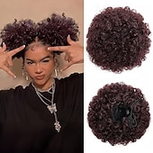abordables Chignons-Extension de queue de cheval à cordon de serrage afro puff pour femmes noires, postiche en cheveux synthétiques crépus et bouclés pour femmes noires