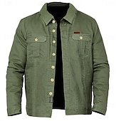 abordables camisas occidentales de los hombres-Hombre Color sólido Cowboy Camisas de trabajo camisa occidental Camisa cargo Manga Larga Vintage Casual Táctico Deporte Noche Invierno Primavera &amp; Otoño Cuello Vuelto Estampado Verde Ejército Caqui
