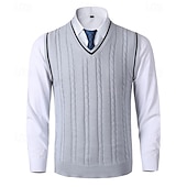 abordables Gilet pull-Homme Pull Gilet Pull Robe pull Gilet Pull en tricot A côtes Tricot torsadé Tricoter Normal Tricoté Plein Col V Mode Décontractées Usage quotidien Rendez-vous Vêtement Tenue Automne hiver Noir Blanche