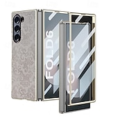 Недорогие Чехлы для Samsung-телефон Кейс для Назначение SSamsung Galaxy Z-сгиб 6 Z Fold 5 Z Fold 4 Z Fold 3 Кейс на заднюю панель и протектор экрана Защита от удара ПК Кожа PU