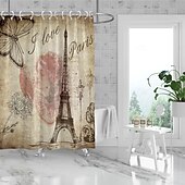 economico Tende doccia-Tenda da doccia con ganci 180cm*180cm (70&quot;*70&quot;) in poliestere lavabile impermeabile modello decorativo per bagno e vasca torre Eiffel vintage