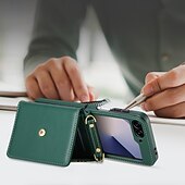 Недорогие Чехлы для Samsung-телефон Кейс для Назначение Z-флип 6 Кейс на заднюю панель со стендом с ремешком Разъем для карты Ретро ТПУ Кожа PU