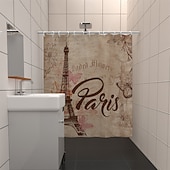 economico Tende doccia-Tenda da doccia con ganci 180cm*180cm (70&quot;*70&quot;) in poliestere lavabile impermeabile modello decorativo per bagno e vasca torre Eiffel vintage