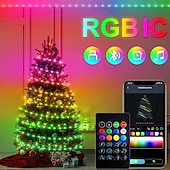 abordables Guirlandes lumineuses USB-Guirlande lumineuse magique à LED RVB contrôlée par application, guirlande lumineuse USB avec télécommande, synchronisation de musique Bluetooth pour Noël, mariage, anniversaire en extérieur