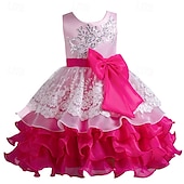 preiswerte Partykleider-kinderkleidung Mädchen Cosplay-Kleid Party Kleid Farbblock Ärmellos Leistung Weihnachten Gitter Rückenfrei Patchwork Schön Süß Polyester Maxi abendkleider Schaukelkleid Tüll-Kleid Winter 4-12 Jahre
