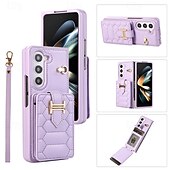 economico Cover Samsung-telefono Custodia Per Z Fold 5 Z Fold 4 Z Fold 3 Per retro con cordino con cinturino da polso Slot per schede Retrò TPU pelle sintetica