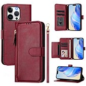 Недорогие Чехлы для iPhone-Чехол для iPhone 16 Pro Max Plus iPhone 15 Pro Max Plus iPhone 14 13 12 11 Pro Max Plus X XR XS бумажник с подставкой молния полная защита тела ретро TPU PU кожа