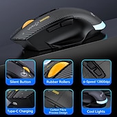 Недорогие Мыши-mkespn беспроводная 2.4g bluetooth 3 режима подключения мыши 12800 точек на дюйм настройка макросов rgb игровая мышь программируемая 500 мАч перезаряжаемая