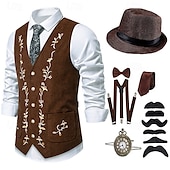 levne oblečení-Retro Řvoucí 20s 20. léta 20. století Úbory Vesta Sada příslušenství Gentleman Pánské předvečer Všech svatých Karneval Nový rok Večírek Plesová maškaráda Silvestr Dospělé Nákrčník Vesta Více doplňků