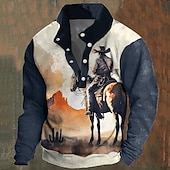 abordables Sudaderas Étnicas Vintage-Año Nuevo Hombre Ombre Sudaderas Sudadera Manga Larga Camisa de entrenamiento Cuello Escote Chino Moda Fresco Diario Impresión 3d Fiesta Nochevieja Deporte Impresión 3D Caballero medieval Trenza