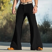 baratos Chinos-Homens Calça larga Parte inferior do sino Calças chinês Calça casual Bolsos Perna reta Tecido Conforto Macio Comprimento total Ao ar livre Diário Para Noite Moda Roupa de rua Preto Branco