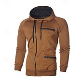 abordables sweats à capuche basiques pour hommes-Homme Sweat à capuche zippé Sweat à capuche en molleton Noir Blanche Vin Chameau Gris foncé Capuche Bloc de couleur Fermez Patchwork Sport &amp; Loisir du quotidien Vacances Polyester Vêtement de rue