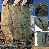 baratos Partes inferiores-Homens Calças Outdoor Calça Cargo Calças de Trilha Militar Primavera Outono Ao ar livre Normal Prova-de-Água Secagem Rápida Respirável Calças Amarelo do exército Preto Algodão Caça Alpinismo Campismo