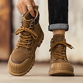 baratos Botas de trabalho-Homens Botas Botas de trabalho Couro Premium Confortável Antiderrapante Com Cadarço Amarelo Cáqui