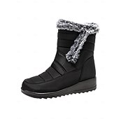 cheap Snow &amp; Winter Boots-Women&#039;s Navy Winter Snow Boots with Faux Fur Lining – Waterproof, Anti-Slip Warm Ankle Boots