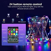 abordables Guirlandes lumineuses USB-Guirlande lumineuse magique à LED RVB contrôlée par application, guirlande lumineuse USB avec télécommande, synchronisation de musique Bluetooth pour Noël, mariage, anniversaire en extérieur