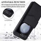 abordables Carcasas Samsung-teléfono Funda Para Z Flip 6 Z Flip 5 Z Flip 4 Z Flip 3 Funda Trasera con Soporte con cordón Ranura para tarjetas Retro TPU Cuero de PU